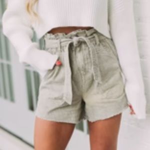Never worn- paper bag corduroy shirts - sage